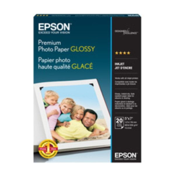 Epson S041464 5×7 Premium Glossy Photo Paper 255gsm 20 sheets Black