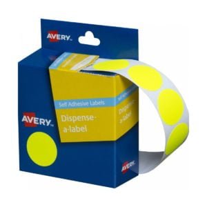 Avery 24mm Circle Fluro Yellow Labels 937295