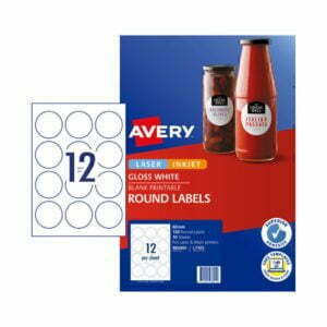 Avery Label L7105 Round Gloss White 60mm 12up pk10