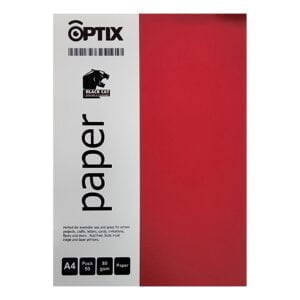 Coloured Paper A4 Pk50 80gsm Optix Coro Crimson