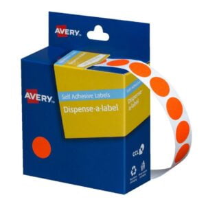 Avery Labels 14mm Dot Fluro Red 937298