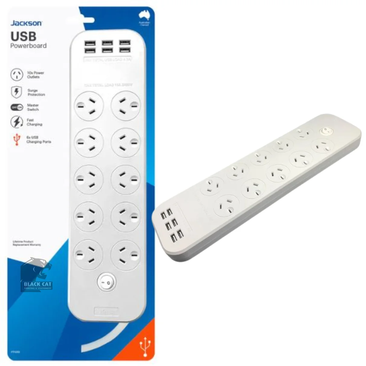 Jackson USB Poweboard 10 Outlet PT1055