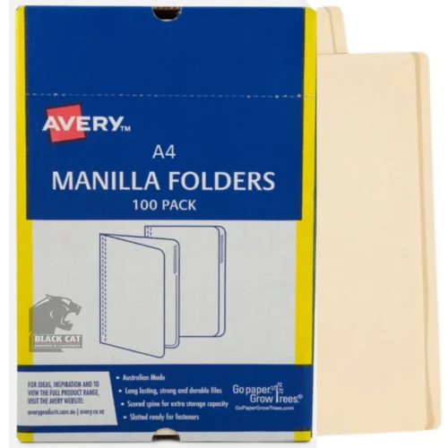 Avery A4 Manilla Folders Box 100 Buff (81702) | Black Cat Printing ...