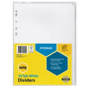 marbig-10-tab-dividers-white-37400f-blackwood