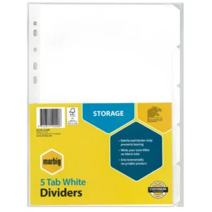 marbig-5-tab-dividers-white-37300f-blackwood