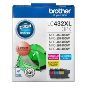 Brother LC432XL 3 Pack Cyan Magenta Yellow Ink Cartridges Genuine Brother