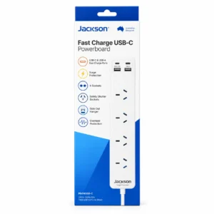 Jackson Fast Charge USB-C Powerboard with USB A & C Ports, packaged